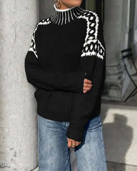 Livia Gestrickter Pullover – Warmer Damen-Strickpullover mit Skandinavischem Muster