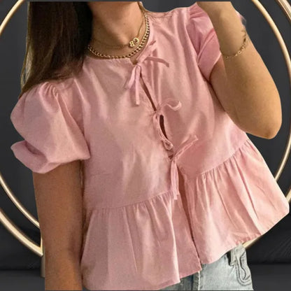 Rose | Trendige Bluse mit Leopardenmuster und Puffärmeln
