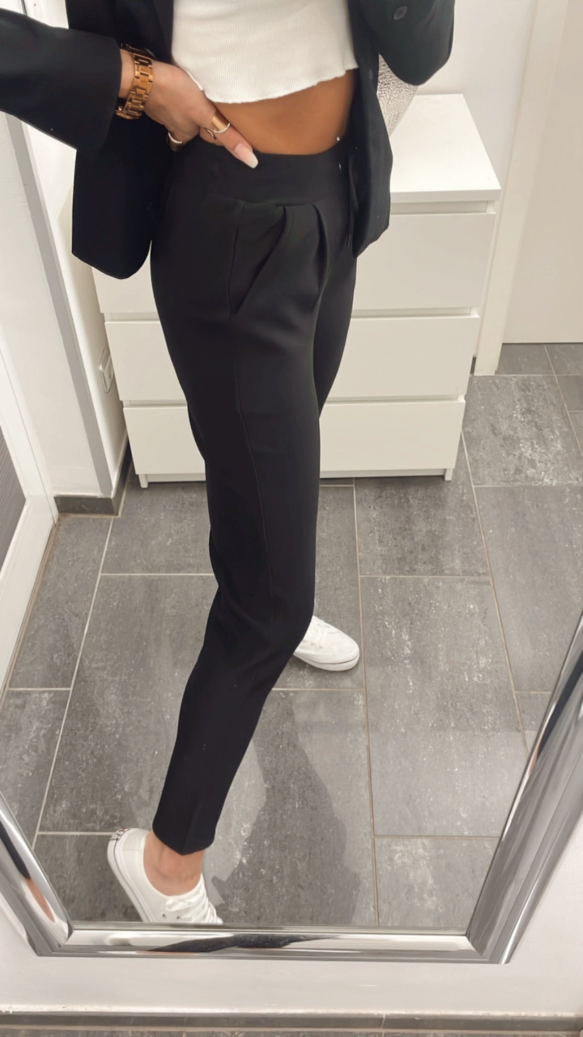 Stoffhose Classic Schwarz - Bequeme Damen Hose mit Gummizug